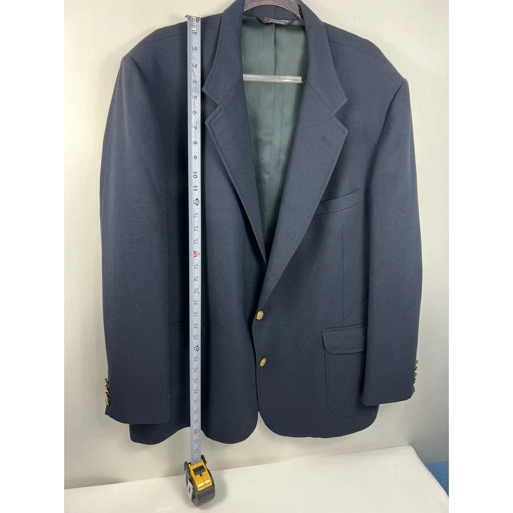 Sutter &‎ Grant Vintage Blazer Men's Sz 42L Navy Blue 2 Button 4 Button Cuff